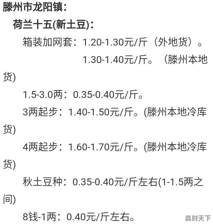 2018年秋天，马铃薯的价格怎么样 - 真时天下